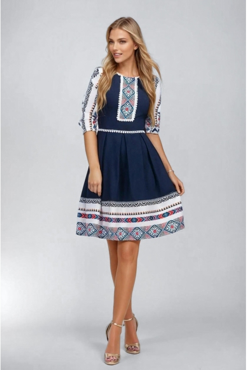 [46-48] Agotado - Vestidos al por mayor con motivos tradicionales - Alexandra 91381B